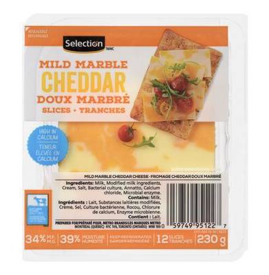 Selection Mild Marble Cheddar Cheese Slices (230 g, 12 ct)