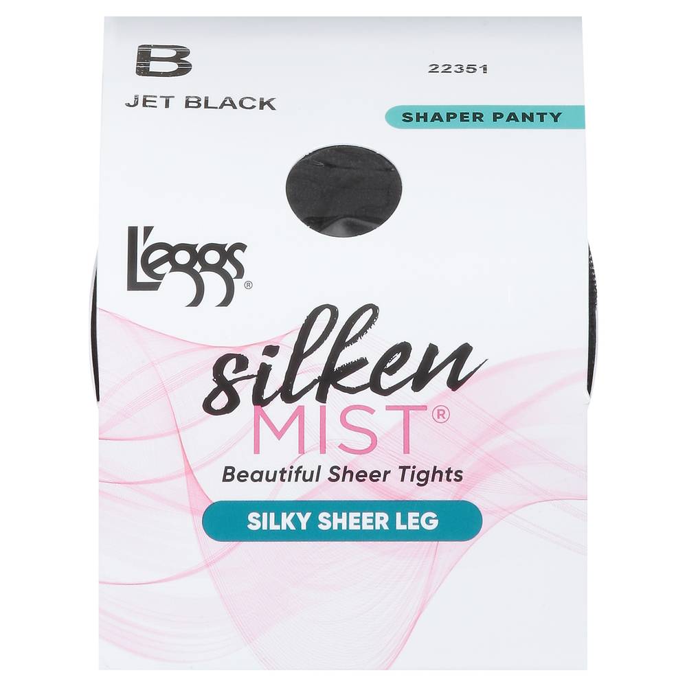 L'eggs Mist Sharper Panty Silken Sheer Tights, Size B, Jet Black