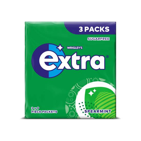 Extra Spearmint Chewing Gum Sugar Free Multipack 3 X 9 Pieces