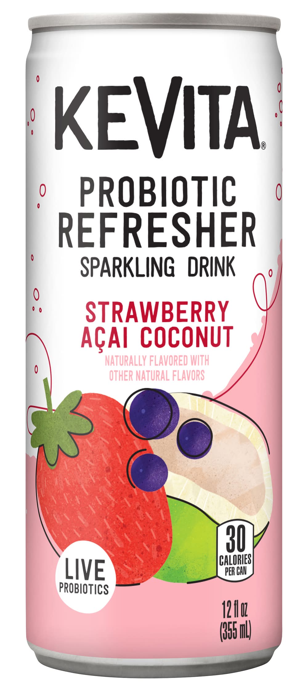 KeVita Organic Sparkling Probiotic Drink, Strawberry-Açaí-Coconut (12 fl oz)