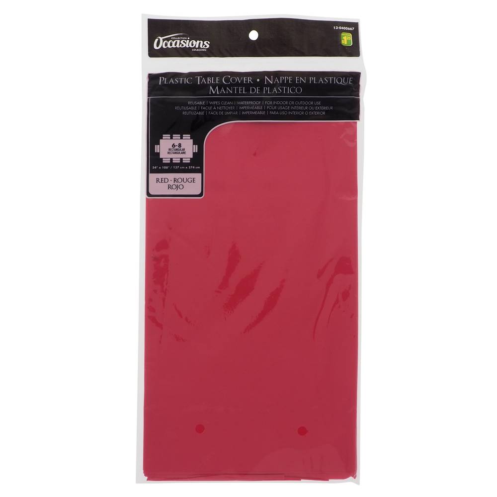 Occasions Plastic Disposable Tablecloth, 137 cm X 274 cm, Red