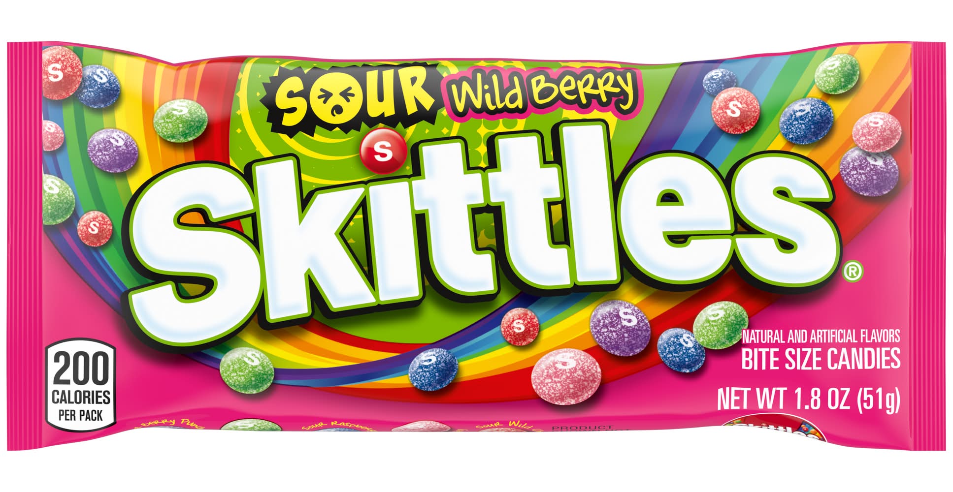 Skittles Chewy Candies, Sours Wild Berry (1.8 oz)