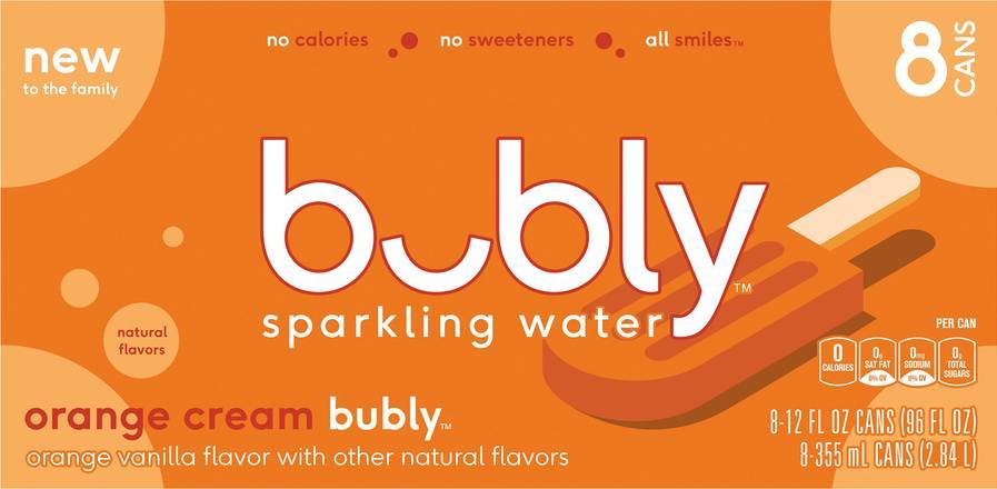 Bubly Orange Cream Sparkling Water (8x 12oz cans)