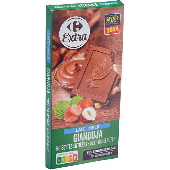 Carrefour Classic' - Gianduja chocolat aux noisettes entières, lait - beurre de cacao (200g)