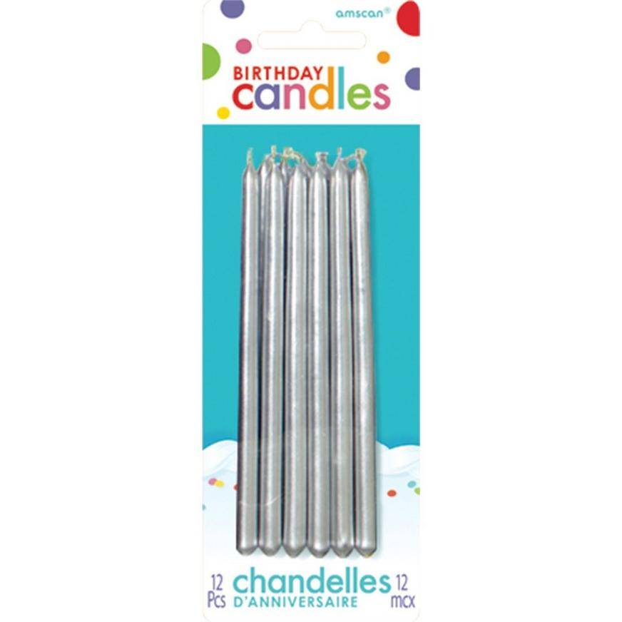 Party City Tall Silver Birthday Candles