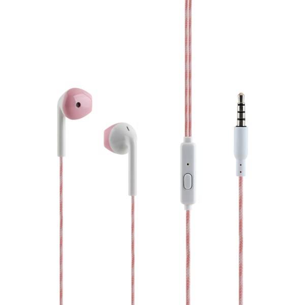 Techcellent 3.5MM Wired Headphone With Microphone Pink And White