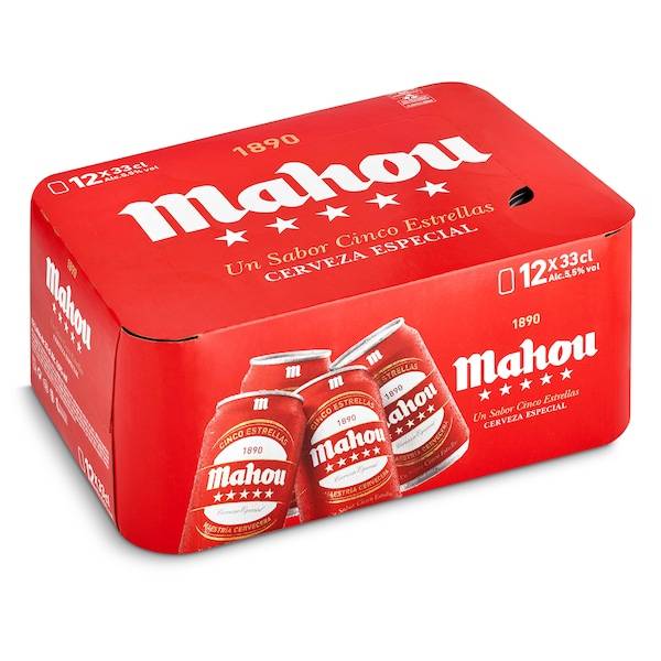 Cerveza Mahou 5 Estrellas lata 12 x 33 cl