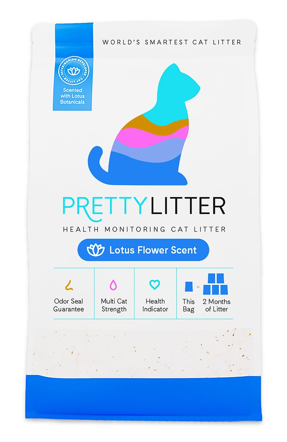 Pretty Litter Health Monitoring Multi-Cat Crystal Cat Litter - Lotus Blossom Scented, Lightweight (Size: 8 Lb)