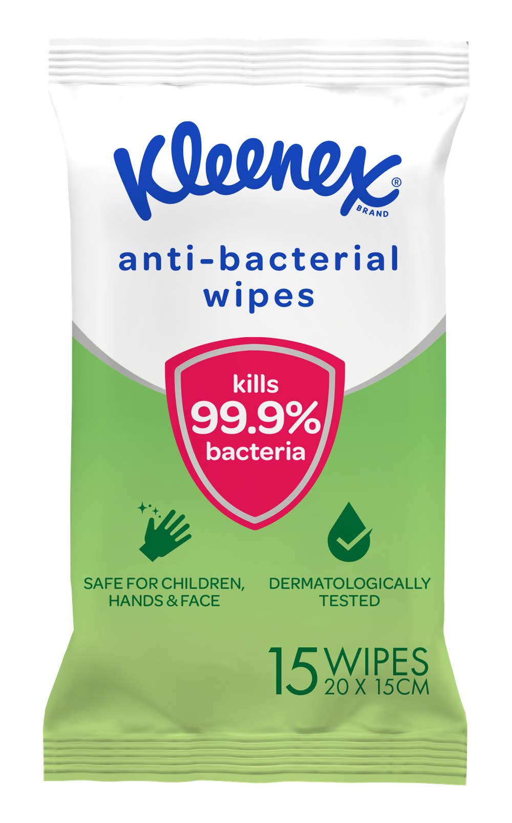 Kleenex Anti-Bacterial Wet Wipes, 20x15 cm (15 pack)