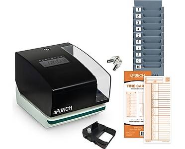 uPunch Digital Time Clock and Date Stamp Bundle, Black