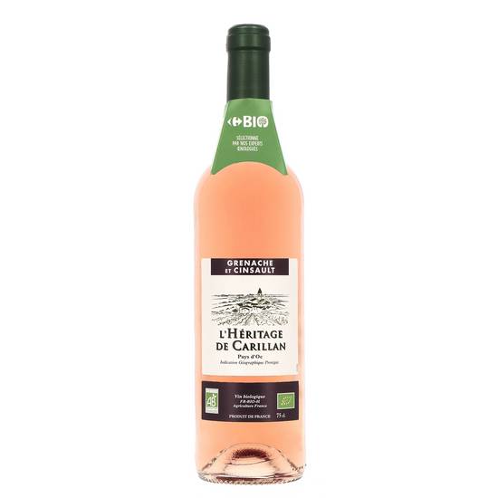 L'héritage de Carillan - Vin rosé Languedoc Roussillon IGP pays d'oc domestique (750 ml)
