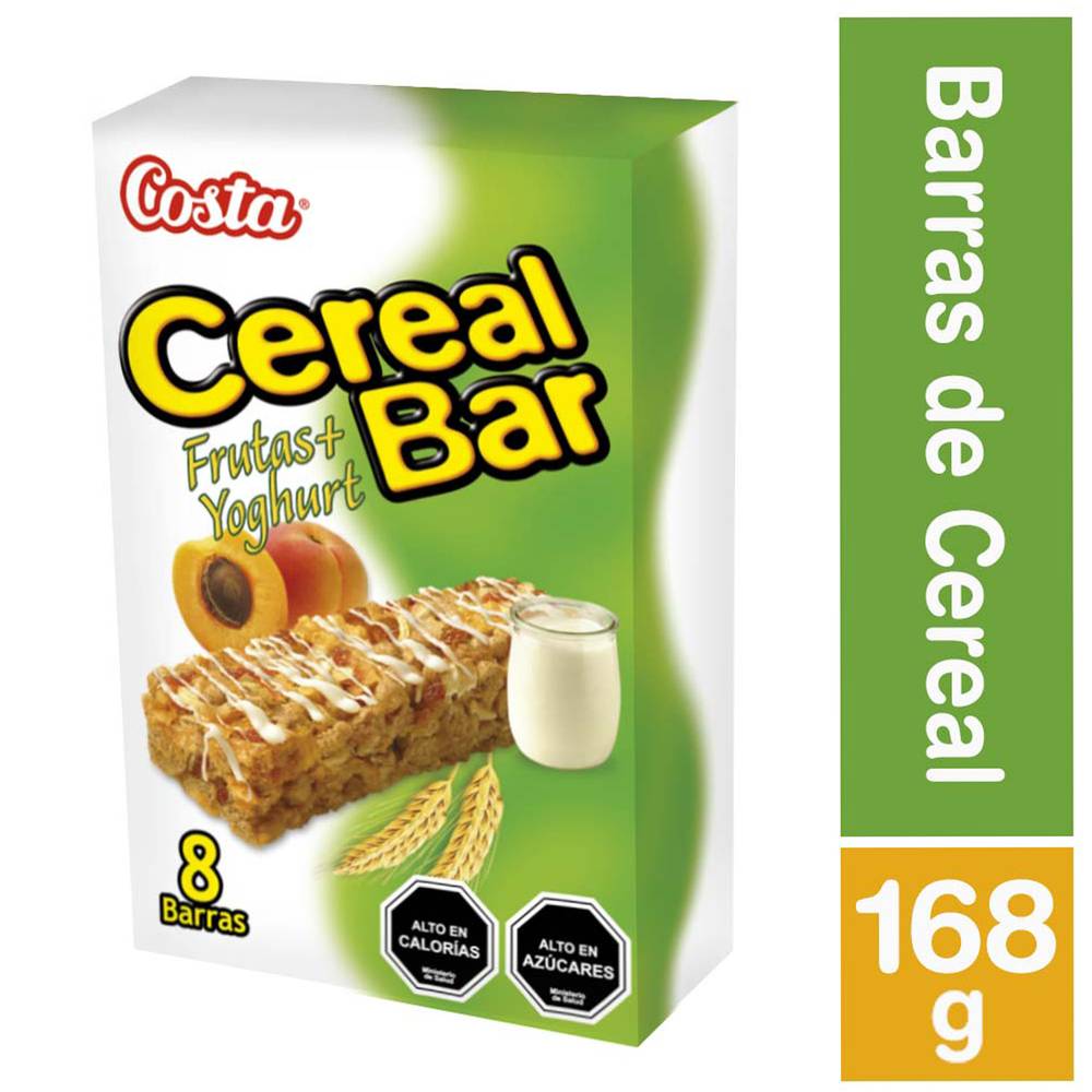 Costa barra de cereal sabor frutas + yoghurt (caja 8 u x 21 g c/u)