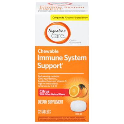 Signature Select/Care Dietary Supplement Chewable Immune System Support Citrus Tabs 32 Ct