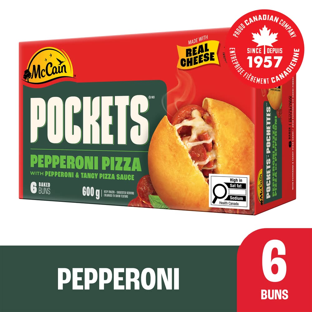 McCain Pepperoni Pizza Pockets With Tangy Sauce & Real Cheese (600 g, 6 ct)