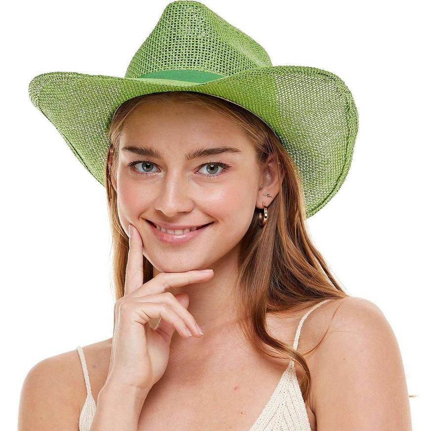 Green Burlap Cowboy Hat