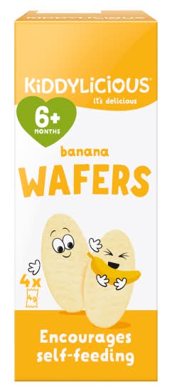 Kiddylicious Banana, Mini Wafers Baby Snacks (4 pack)