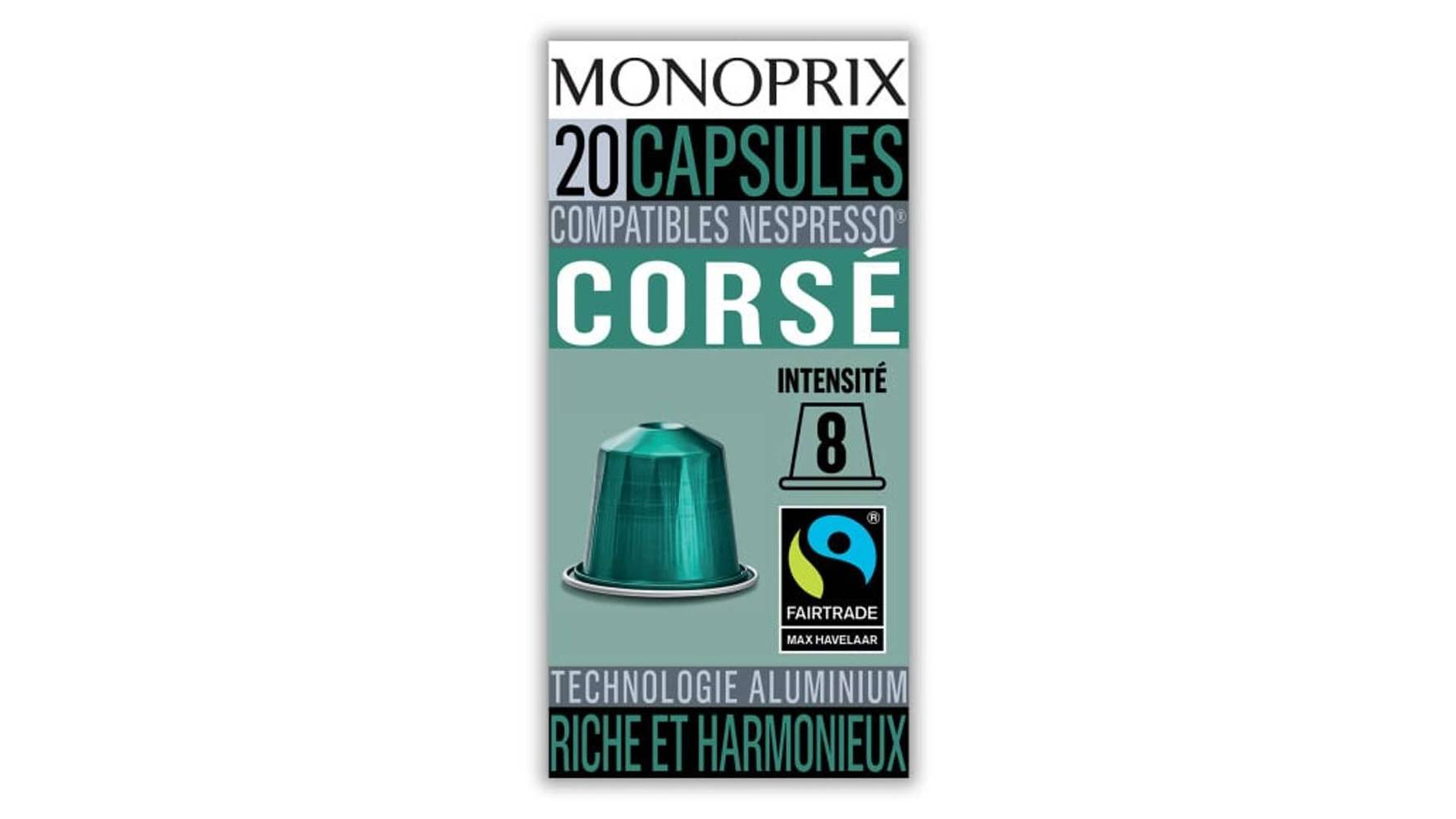 Monoprix Capsules de café Corsé Les 20 capsules de 5 g