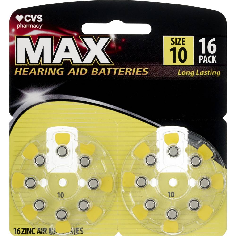 Cvs Max Hearing Aid Battery, Size 10, 16 Ct