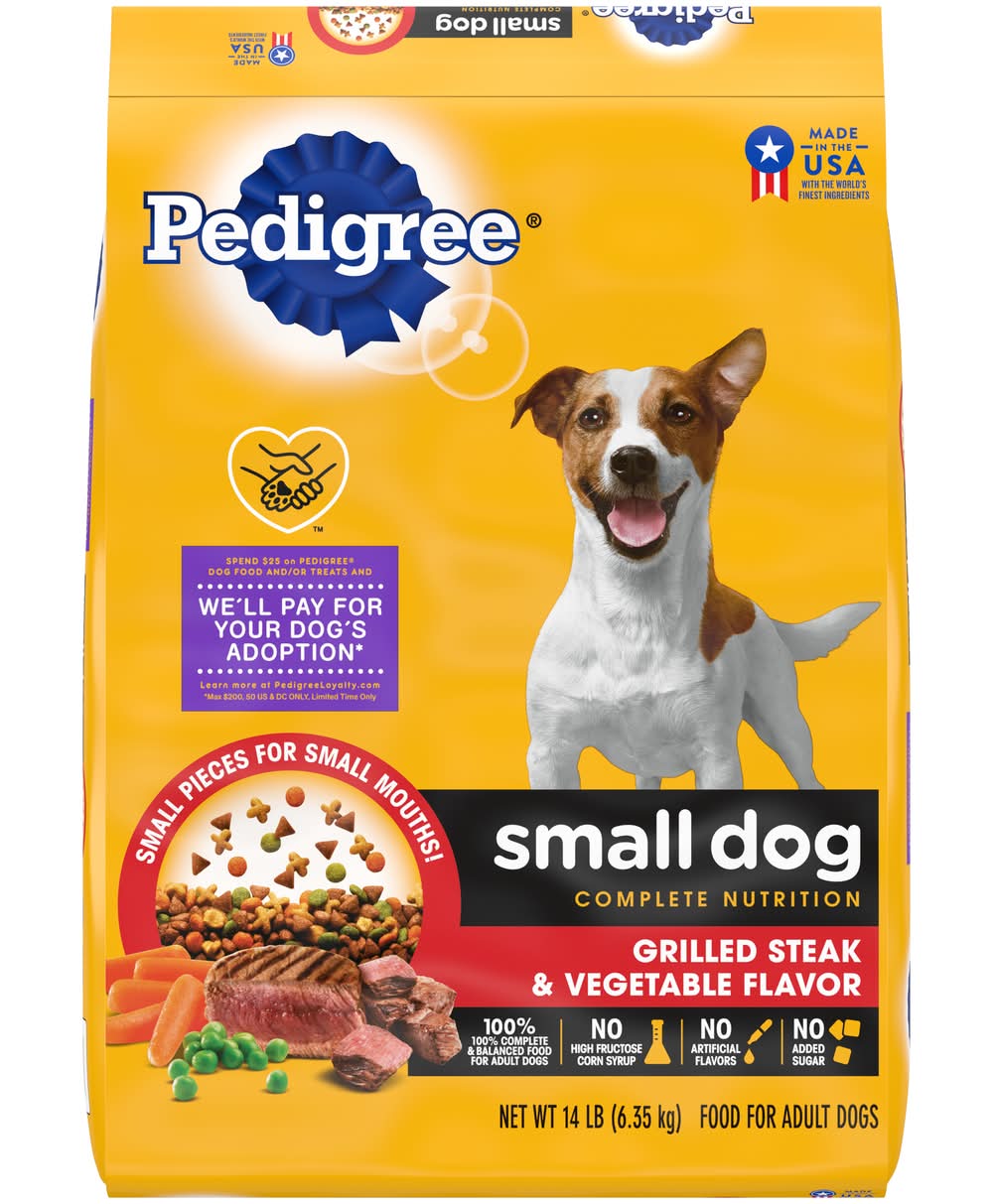 Pedigree Complete Nutrition Dry Dog Food, Grilled Steak-Vegetable, Adult-Small Breed (14 lbs)