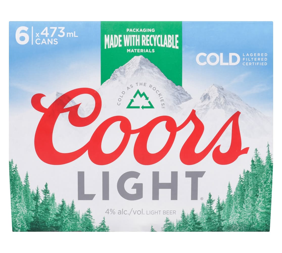 Coors Light Cold Lager Beer (6 x 473 ml)