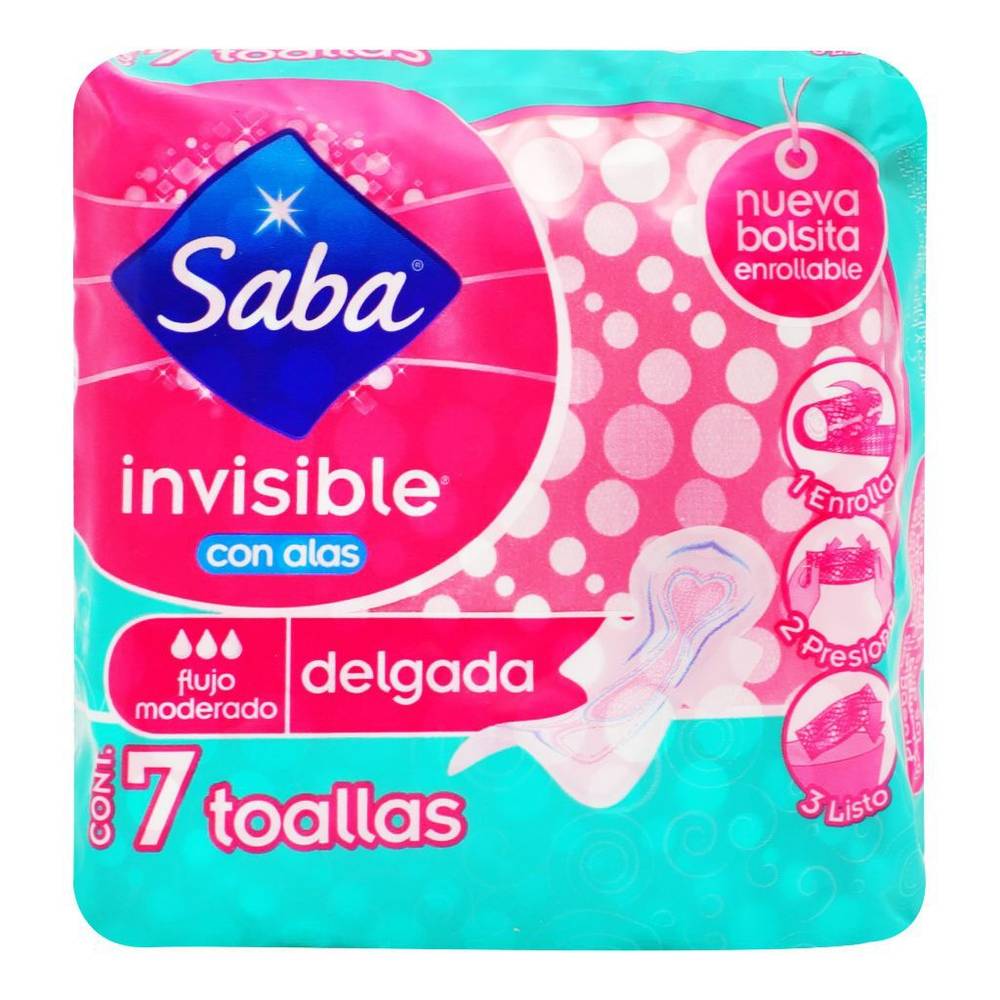 Saba toallas femeninas invisible buenos días (paquete 7 piezas)