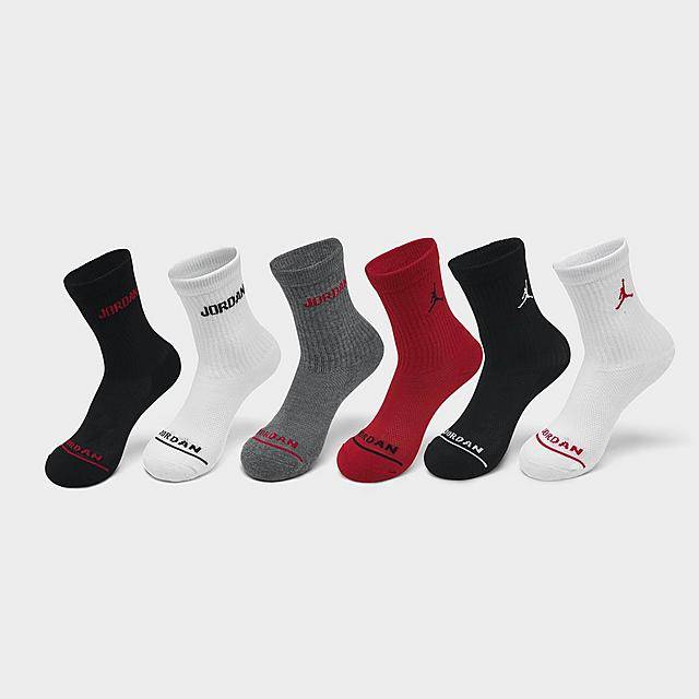 Kids' Jordan Legend Crew Socks (6-Pack) (9-11)