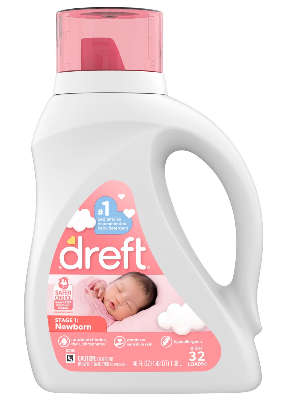 Dreft Newborn Baby Liquid Laundry Detergent, Stage 1 (46 fl oz)