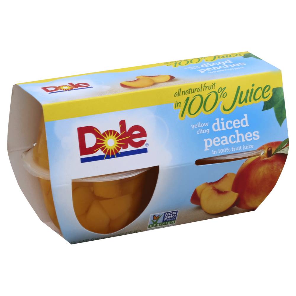 Dole Yellow Cling Diced Peaches in 100% Fruit Juice (16 oz, 4 ct)