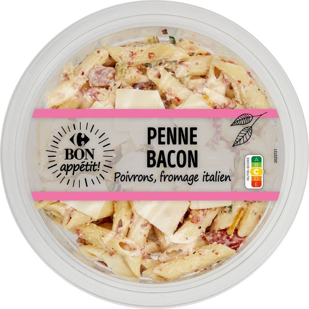 Salade penne bacon poivrons fromage CARREFOUR BON APPETIT - la barquette de 250g