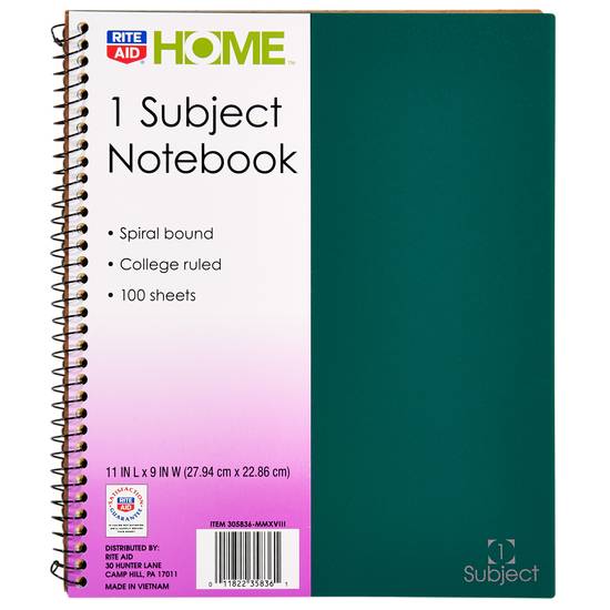 Rite Aid Home Notebook 11" x 9 " 100 Sheets (1 ct)