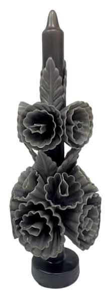 Slate Grey Floral Taper Candle, 12"