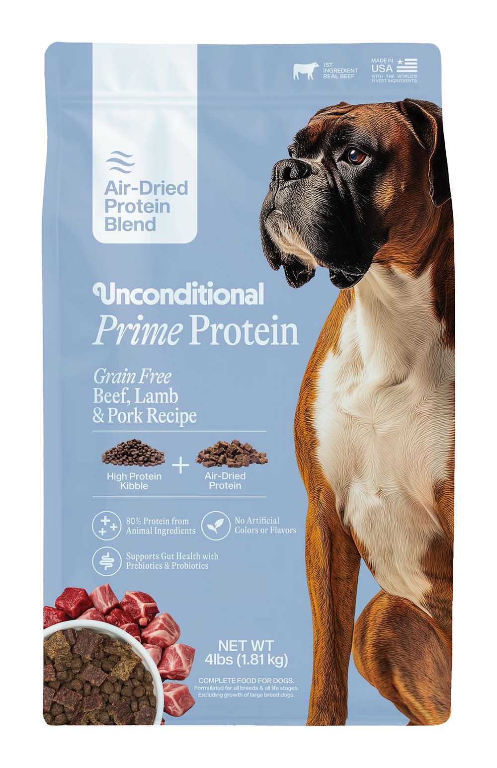Unconditional Prime Protein Blend Adult Dry Dog Food - Beef (Flavor: Beef, Size: 4 Lb)