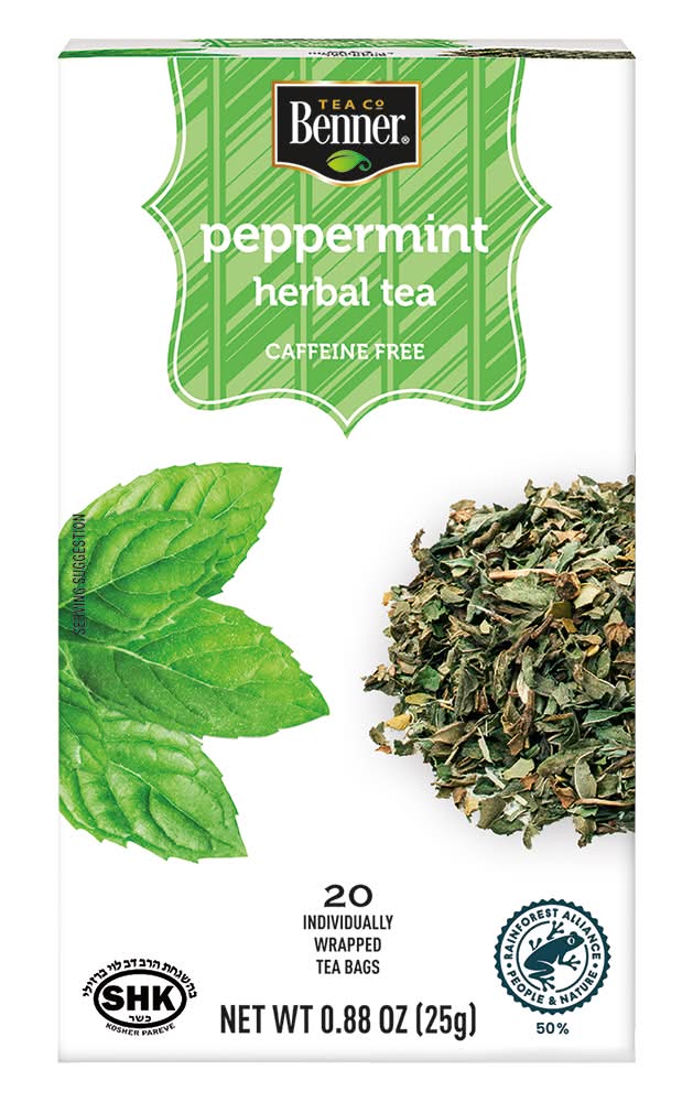 Benner Tea Co. Herbal Tea Bags, Peppermint (0.88 oz, 20 ct)