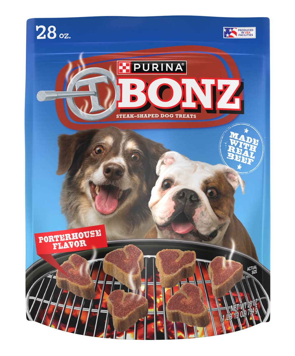 Purina T-Bonz Porterhouse Flavor Steak Shaped Treats For Dogs (28