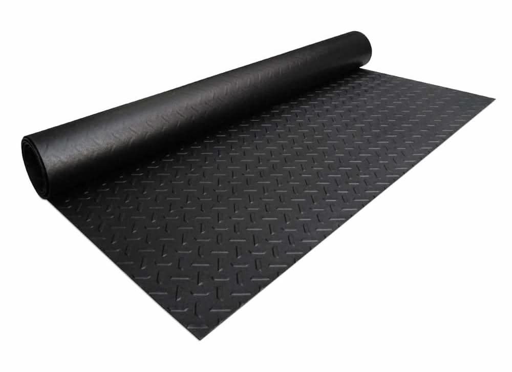 Husky Husky Garage Flooring Roll Black With Diamond Plate Texture Pvc 36 In. X 64 In. X 0.11 In. 1-Pk (16 Sq. Ft.)