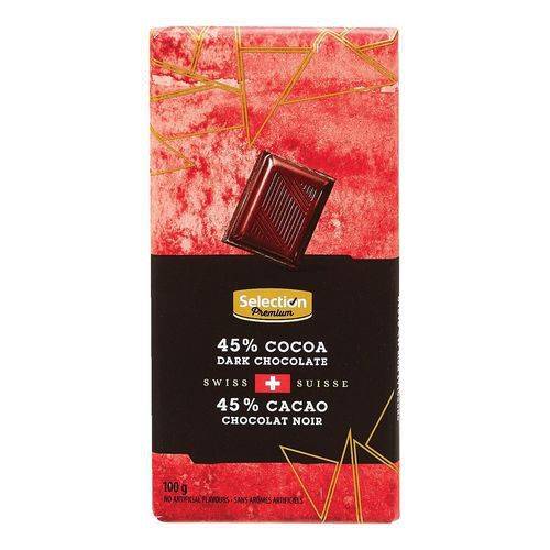 Tablette de chocolat suisse avec 45 % de cacao Selection Premium