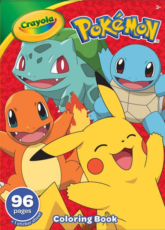 Crayola Pokemon Coloring Book, 96 Coloring Pages, Gift For Kids 3, 4, 5, 6