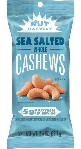 Nut Harvest Whole Cashews Sea Salted 2.25oz