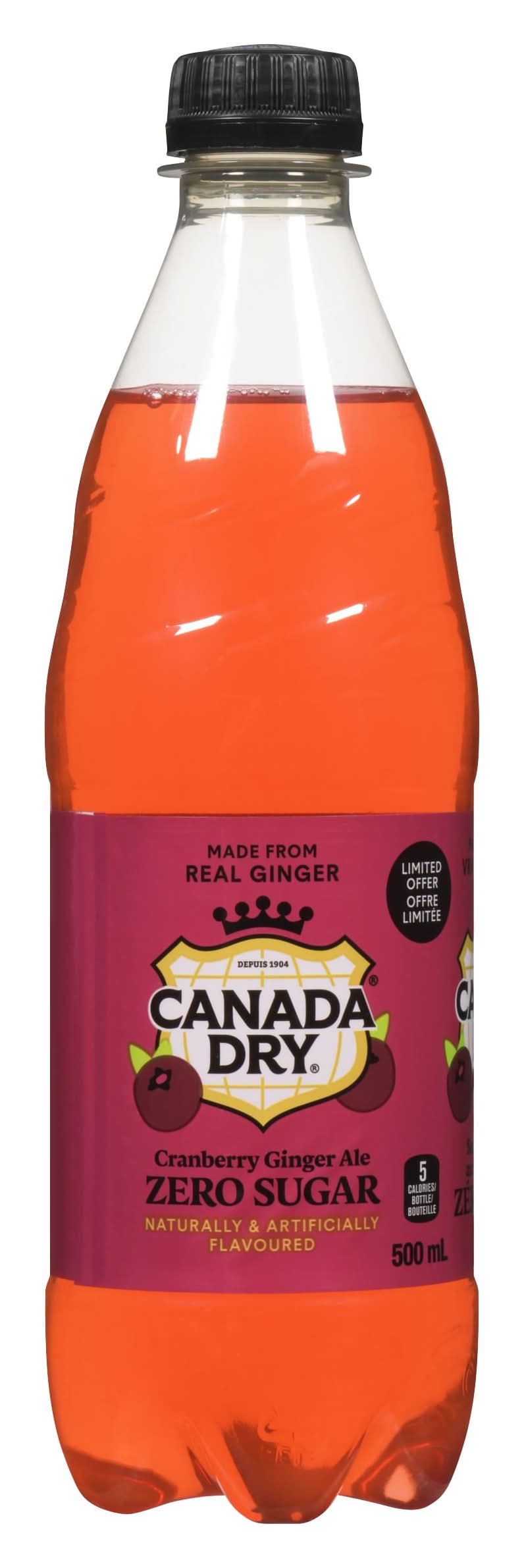 Canada Dry Zero Sugar Ginger Ale, Cranberry (500 ml)