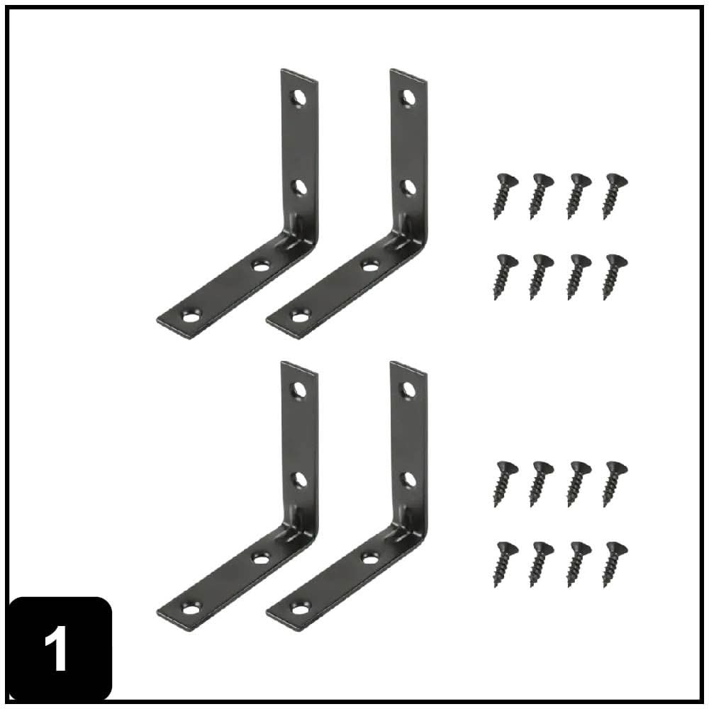 ReliaBilt 3-in x 0.75-in x 3-in 2.5 -Gauge Black Steel Corner brace 4 -Pack