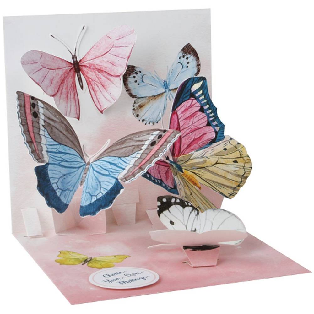 Up With Paper Everyday Pop-Up Greeting Card, 5-1/4" X 5-1/4" Watercolor Butterflies