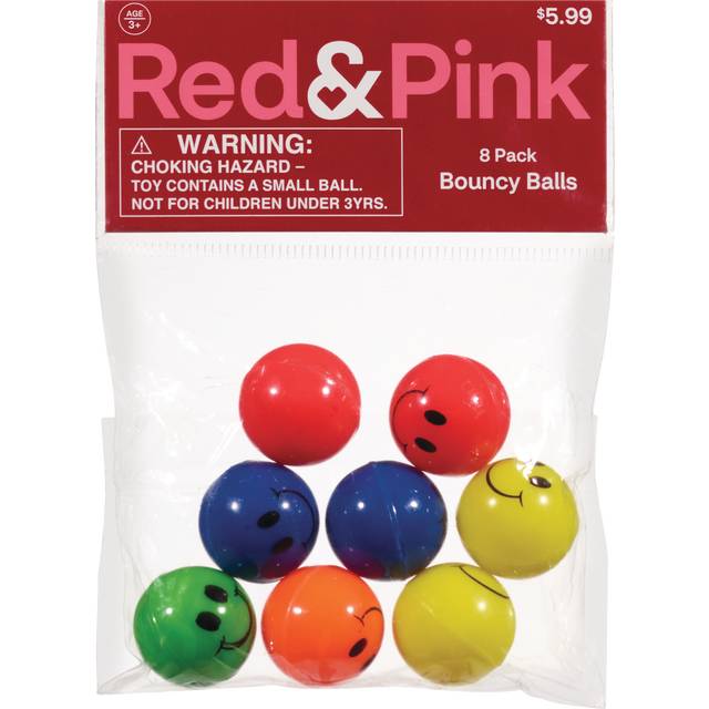 Red & Pink Bouncy Balls, 8pk