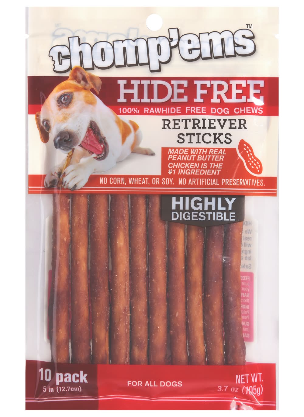 Ruffin' It Chomp'ems Hide Free Retriever Sticks Dog Chews (3.7 oz)