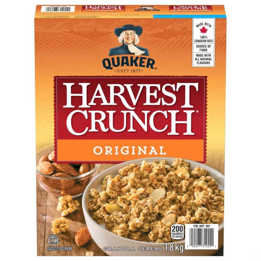 Quaker Harvest Crunch, Original Granola Cereal, 1.8 Kg