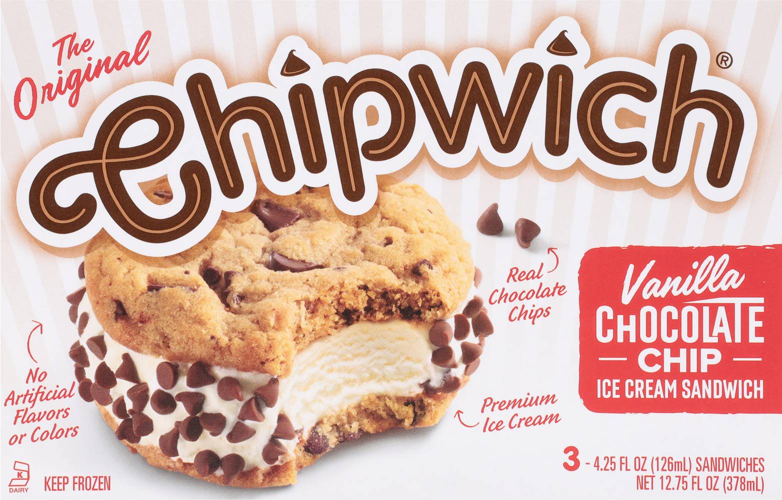 Chipwich vanilla chocolate chip ice cream sandwich