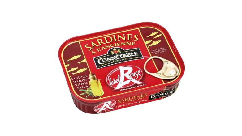 Connétable Sardines à l'huile d'olive vierge extra Label Rouge La boîte de 102g net égoutté