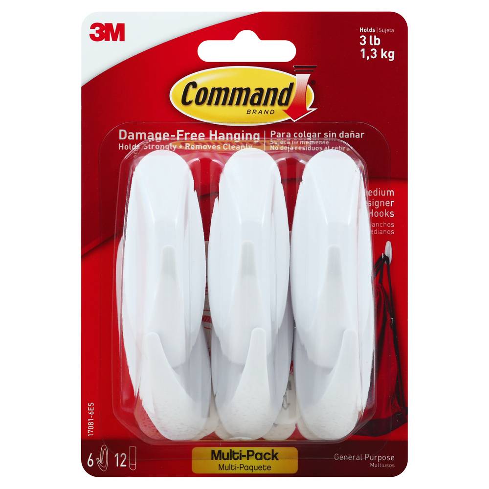 Command Damage-Free Hanging Medium Hooks & Adhesives (3 ct)