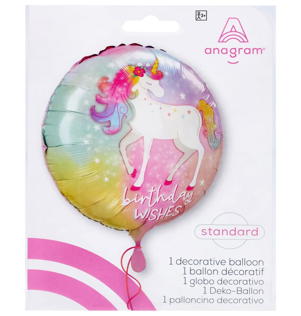 Anagram Enchanted Unicorn Birthday Mylar Balloon, 17 Inch
