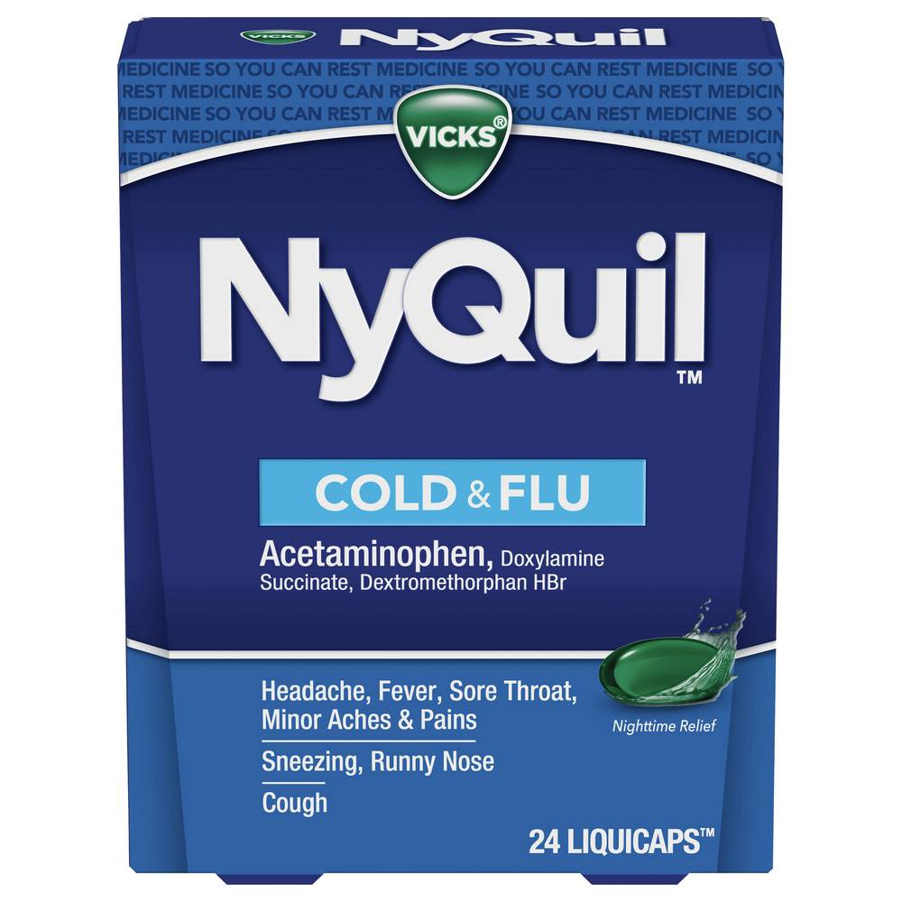 Vicks Nyquil Nighttime Relief Cold & Flu Acetaminophen Liquicaps (24 ct)