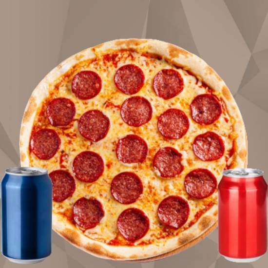 One Topping 14" Pizza and Two Cans Soda